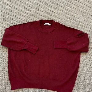 Oversized Burgundy Ribbed Crewneck Sweater